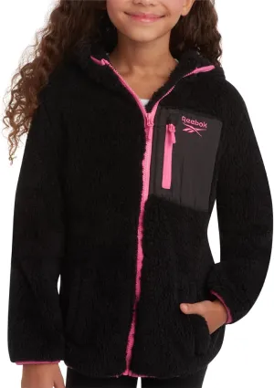 Reebok Girls Fleece Jacket  Full Zip Sherpa Fleece Hooded Sweatshirt Jacket  Faux Fur Teddy Coat for Girls (7-16)