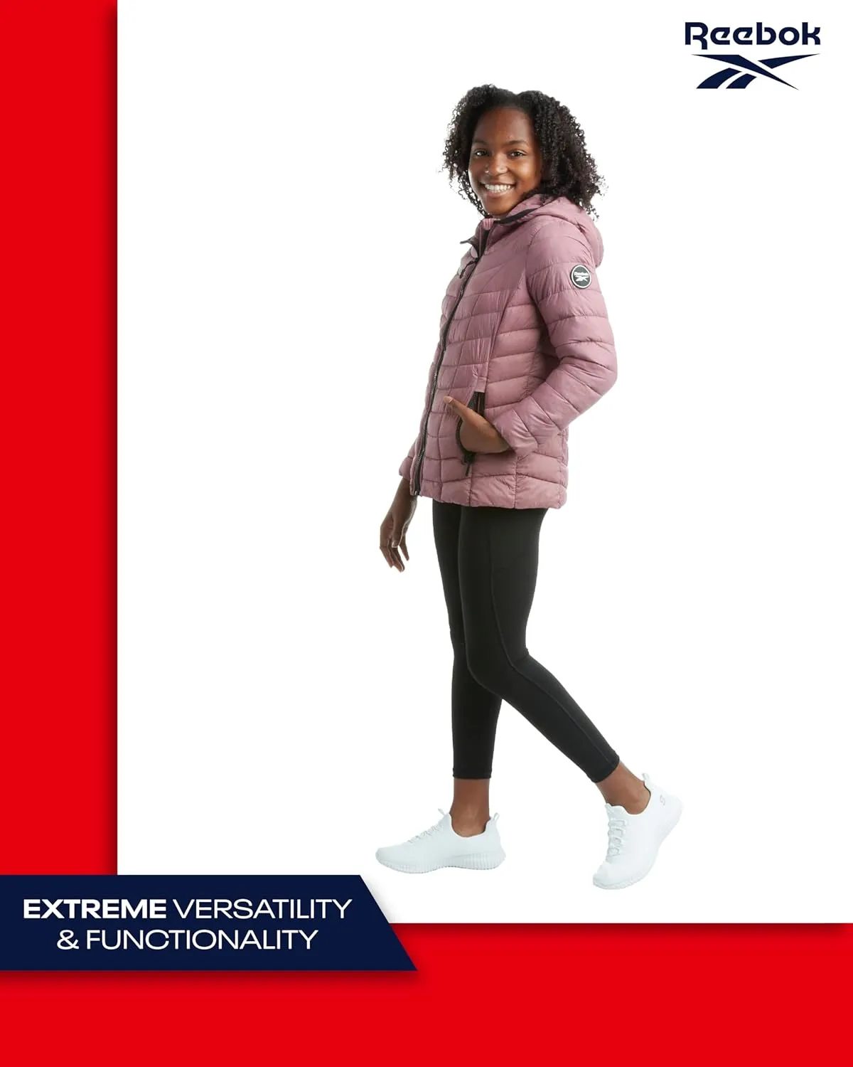 Reebok Girls Jacket  Hooded Quilted Puffer Parka Coat - Lightweight Coat for Girls, 4-16