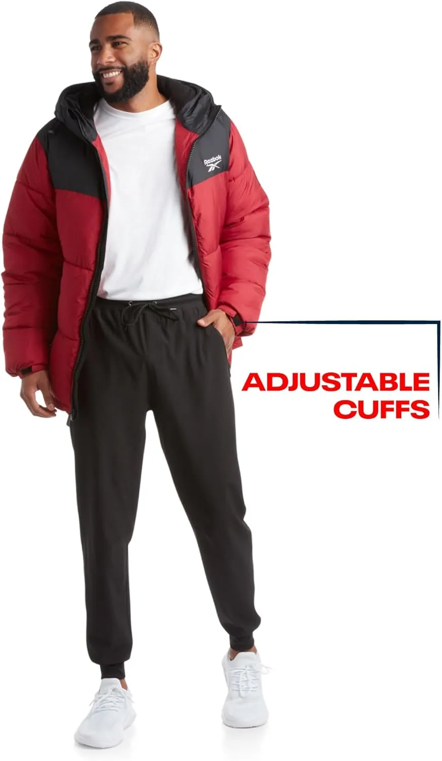 Reebok Men's Puffer Jacket - Heavyweight Quilted Puffer Coat with Wide Hood - Weather Resistant Ski Jacket for Men (M-XXL)