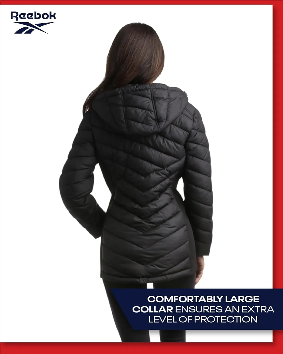 Reebok Women's Jacket - Lightweight Quilted Puffer Parka Coat with Flex Stretch Panels  Casual Jacket for Women (S-XL)