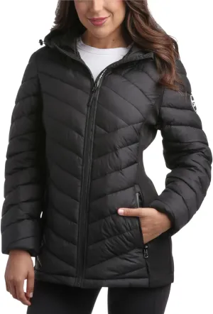 Reebok Women's Jacket - Lightweight Quilted Puffer Parka Coat with Flex Stretch Panels  Casual Jacket for Women (S-XL)
