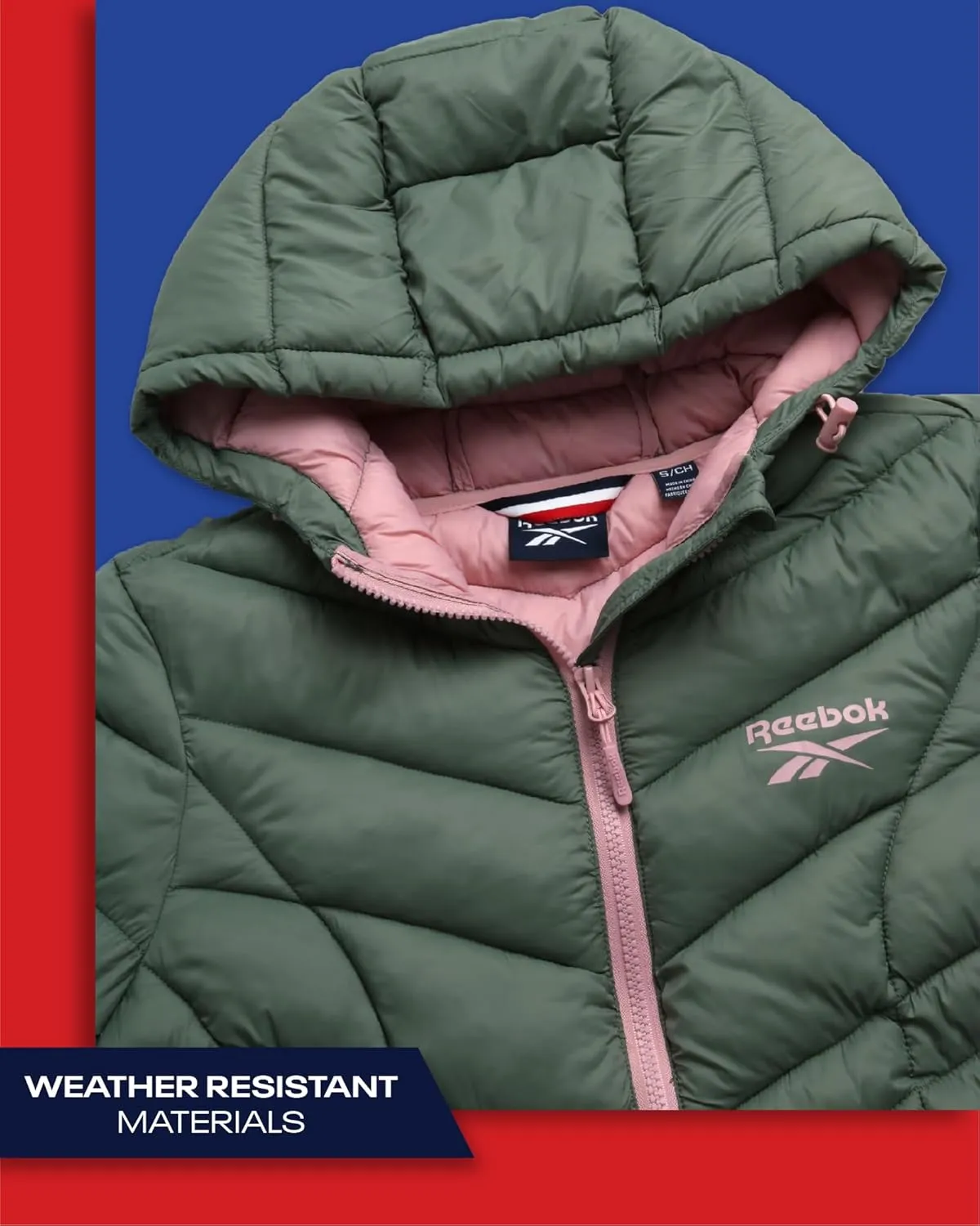 Reebok Women's Winter Jacket - Long Length Quilted Puffer Parka - Heavyweight Outerwear Coat for Women (S-XL)