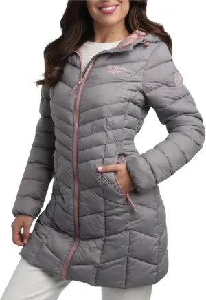 Reebok Women's Winter Jacket - Long Length Quilted Puffer Parka - Heavyweight Outerwear Coat for Women (S-XL)