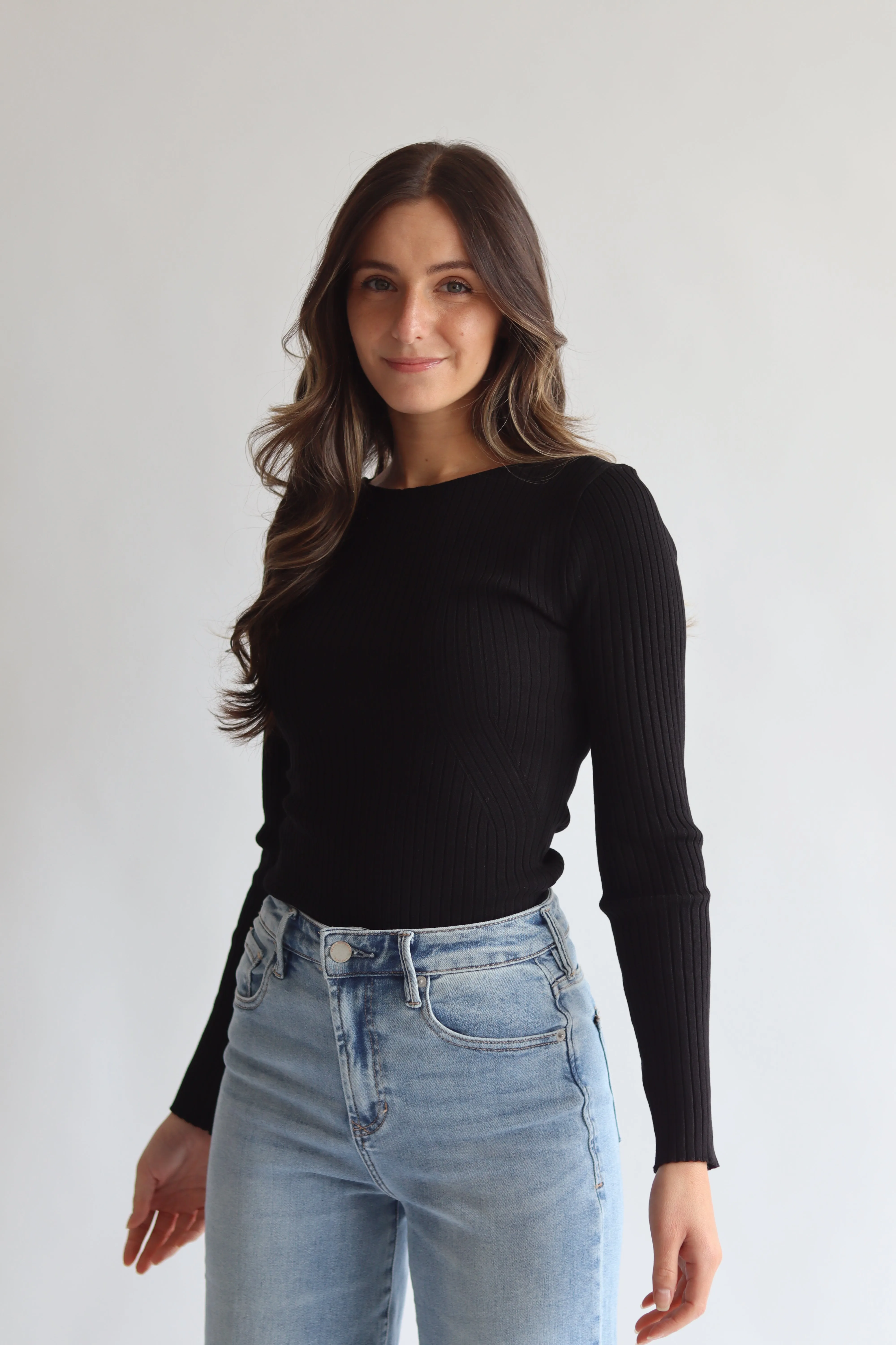 Ribbed Fitted Sweater Top