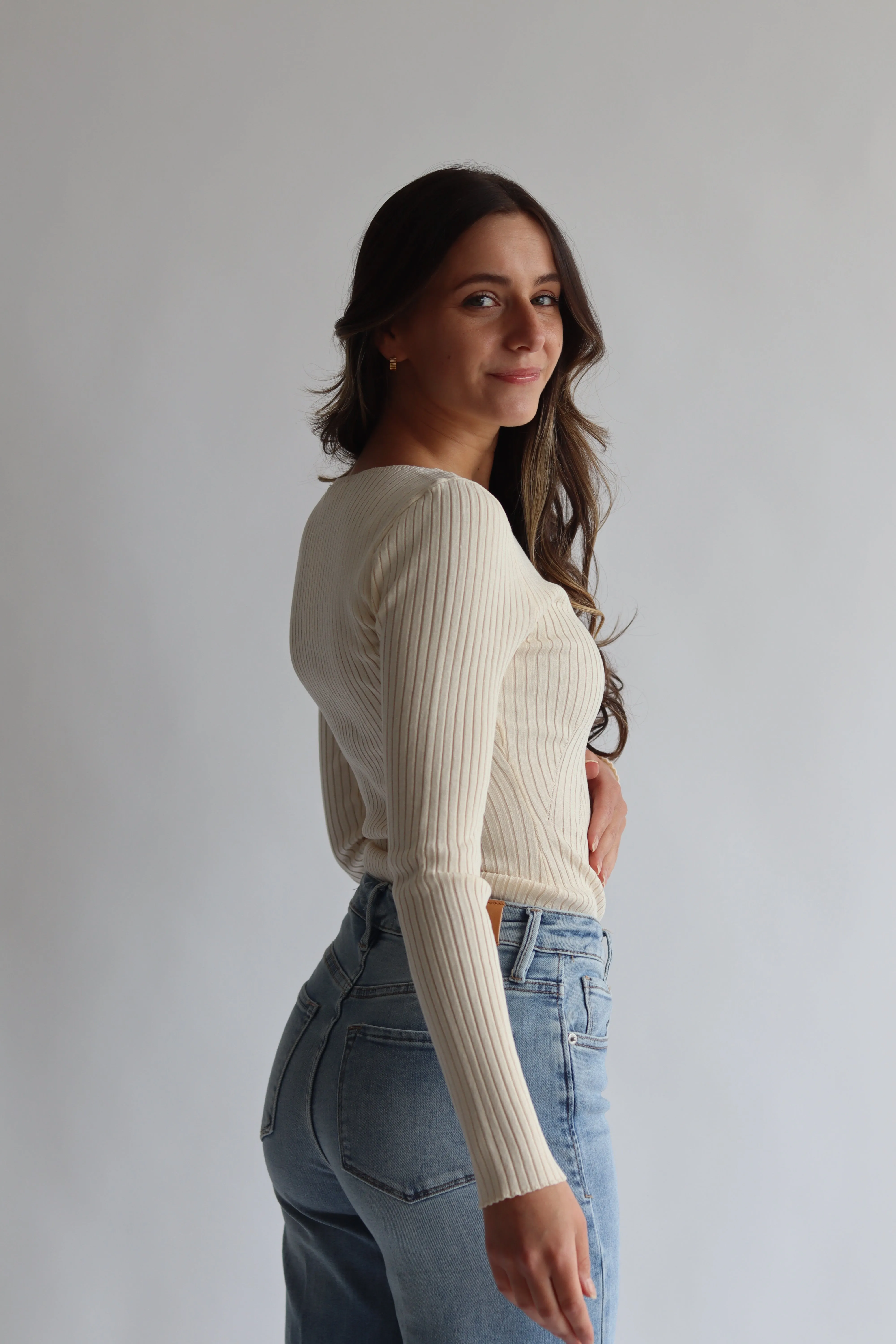 Ribbed Fitted Sweater Top