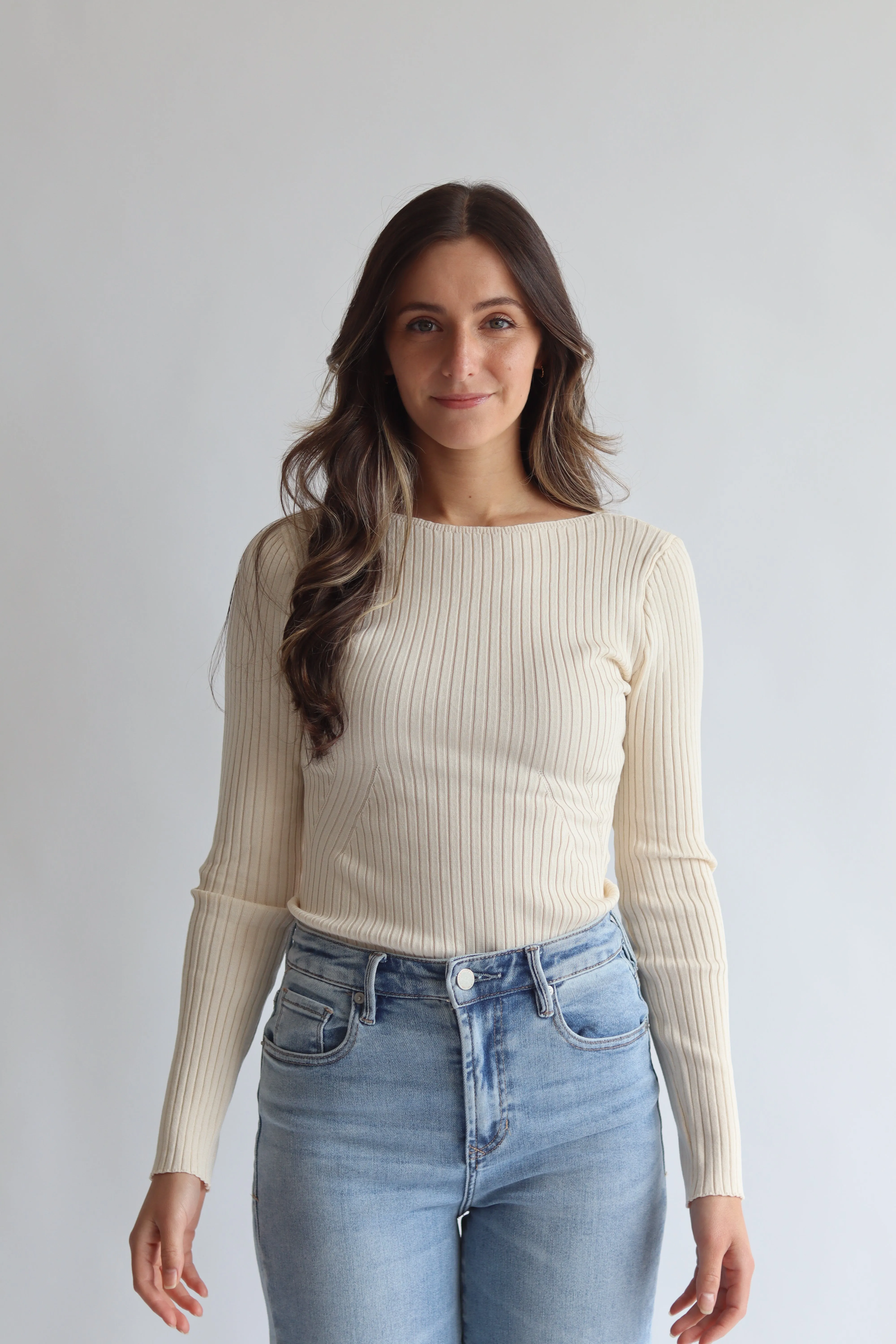 Ribbed Fitted Sweater Top
