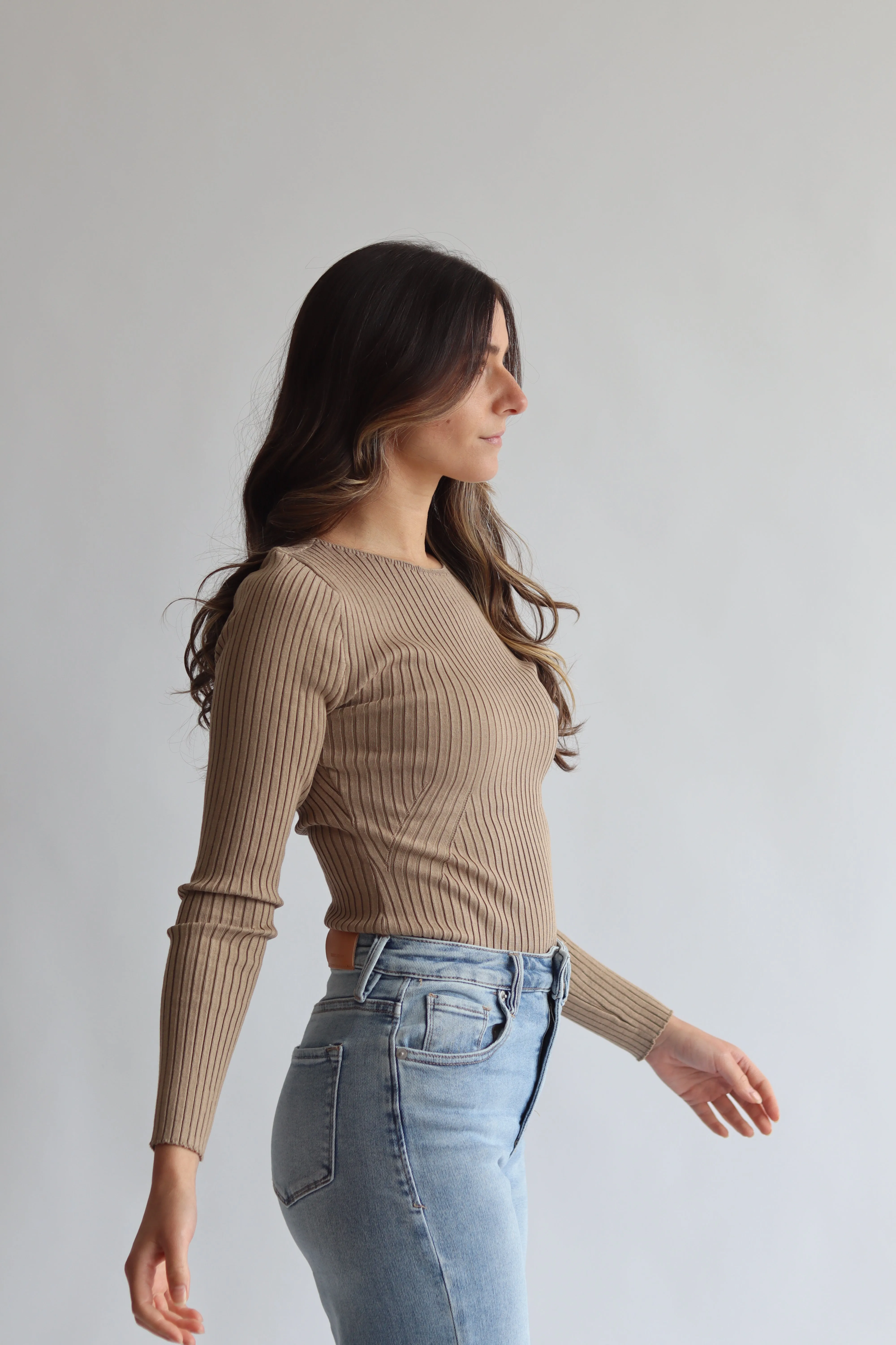 Ribbed Fitted Sweater Top