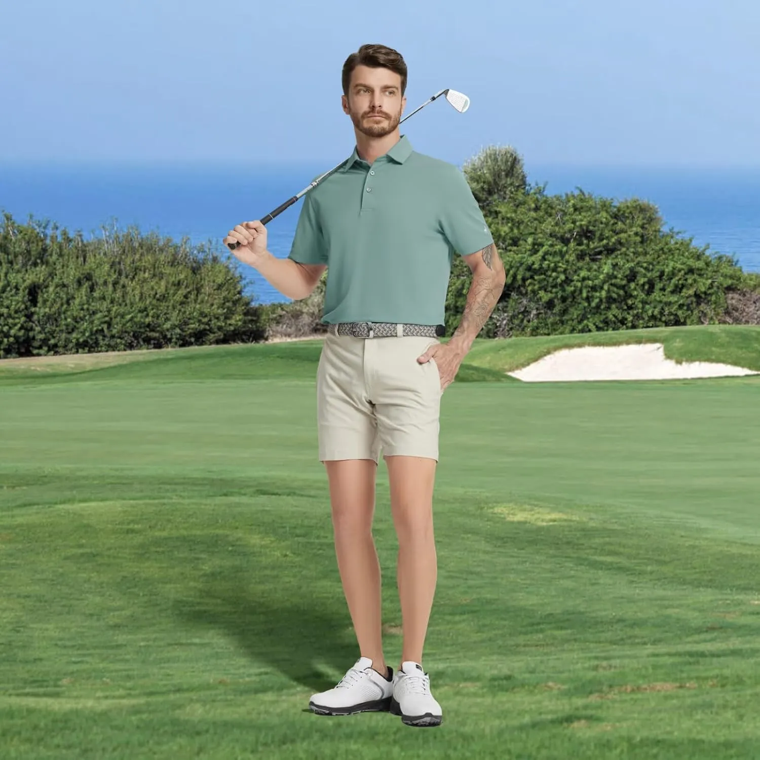 Rouen Golf Shirts for Men Dry Fit Performance Short Sleeve Moisture Wicking Plain Pique Casual Sports Mens Polo Shirts