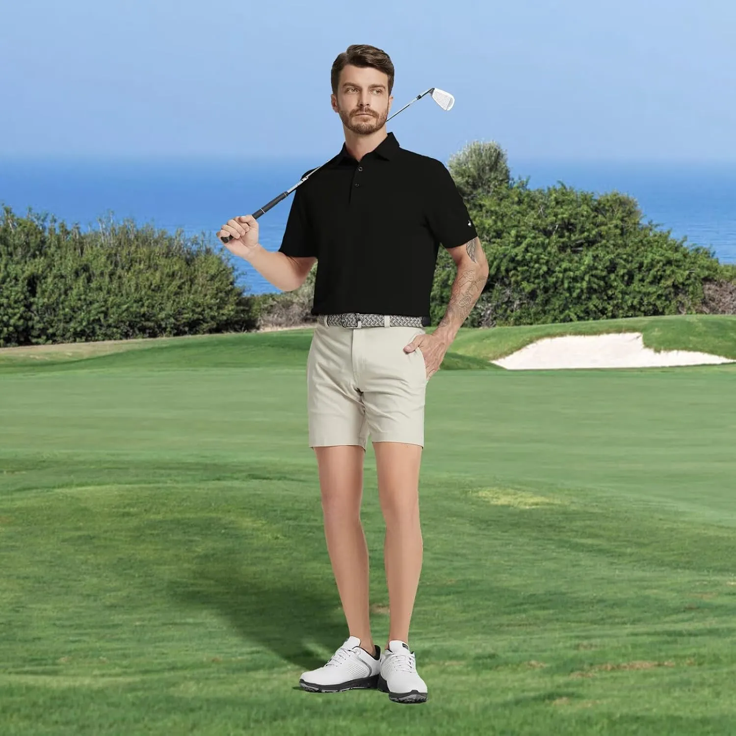 Rouen Golf Shirts for Men Dry Fit Performance Short Sleeve Moisture Wicking Plain Pique Casual Sports Mens Polo Shirts