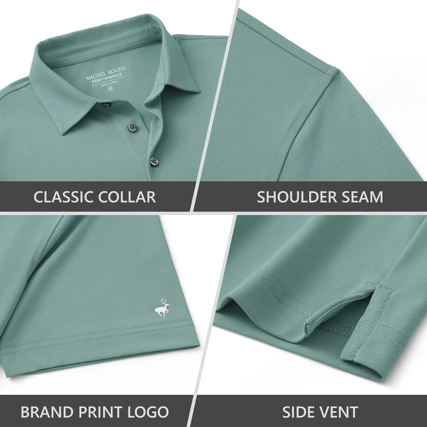 Rouen Golf Shirts for Men Dry Fit Performance Short Sleeve Moisture Wicking Plain Pique Casual Sports Mens Polo Shirts