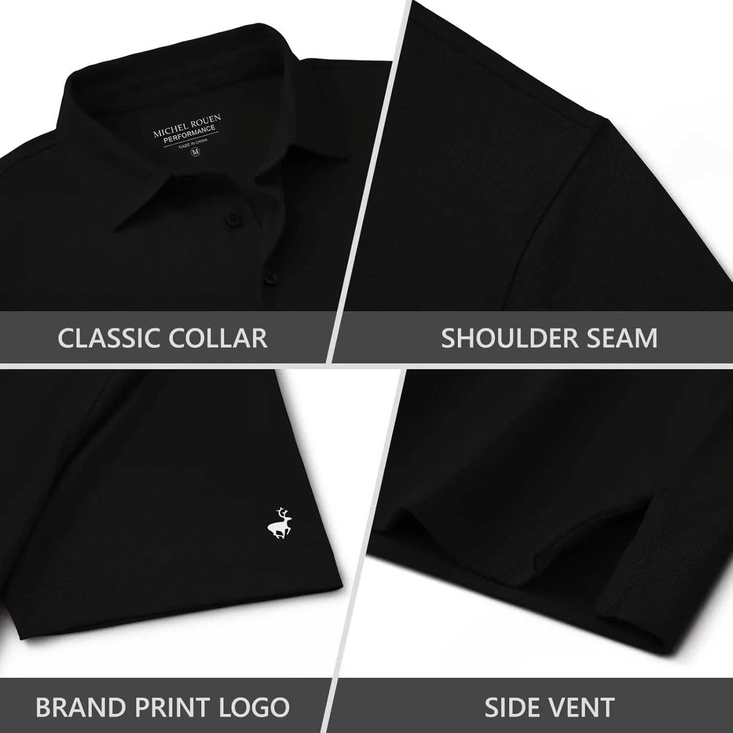 Rouen Golf Shirts for Men Dry Fit Performance Short Sleeve Moisture Wicking Plain Pique Casual Sports Mens Polo Shirts