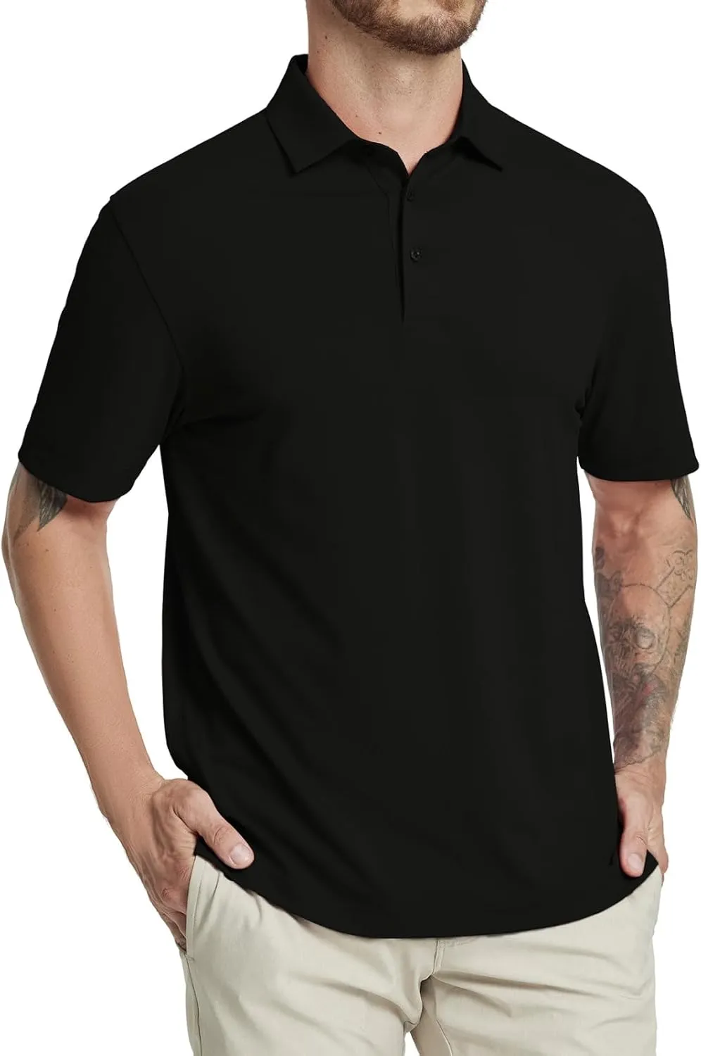 Rouen Golf Shirts for Men Dry Fit Performance Short Sleeve Moisture Wicking Plain Pique Casual Sports Mens Polo Shirts