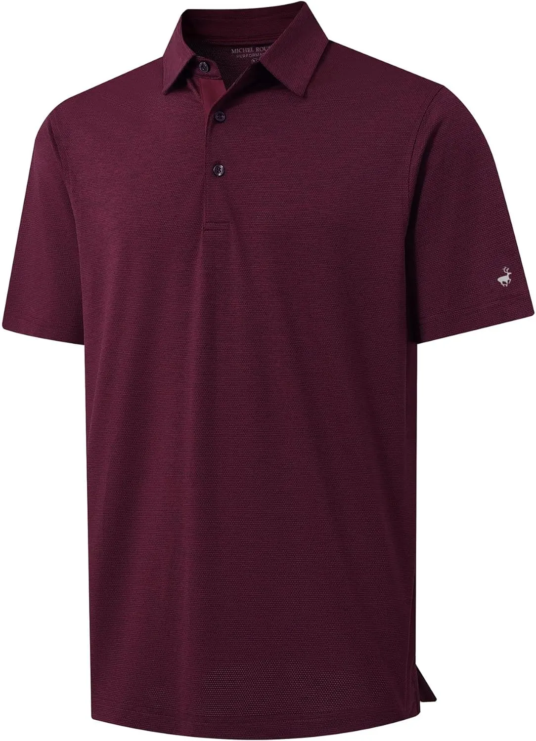 Rouen Mens Golf Shirts Short Sleeve Quick Dry Breathable Active Heather Jacquard Regular Fit Casual Polo Shirts for Men