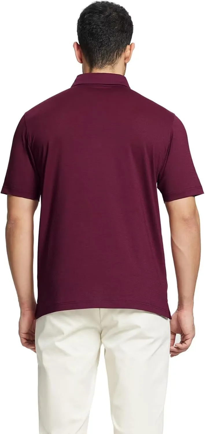 Rouen Mens Golf Shirts Short Sleeve Quick Dry Breathable Active Heather Jacquard Regular Fit Casual Polo Shirts for Men