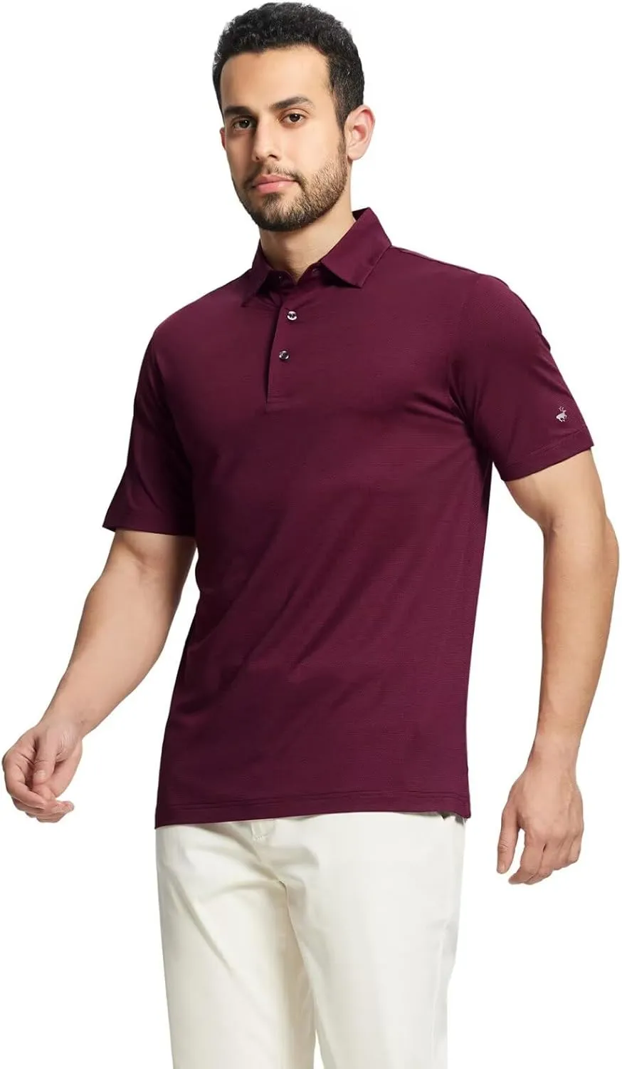Rouen Mens Golf Shirts Short Sleeve Quick Dry Breathable Active Heather Jacquard Regular Fit Casual Polo Shirts for Men