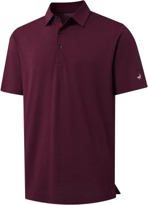 Rouen Mens Golf Shirts Short Sleeve Quick Dry Breathable Active Heather Jacquard Regular Fit Casual Polo Shirts for Men