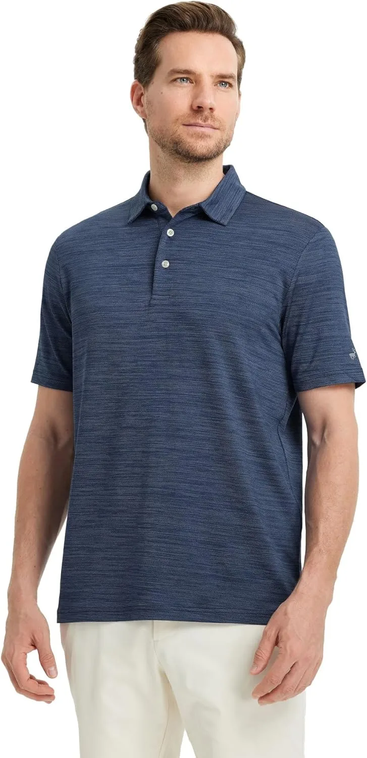 Rouen Polo Shirts for Men Dry Fit Performance Moisture Wicking Casual Jacquard Heather Collared Mens Golf Shirts Short Sleeve