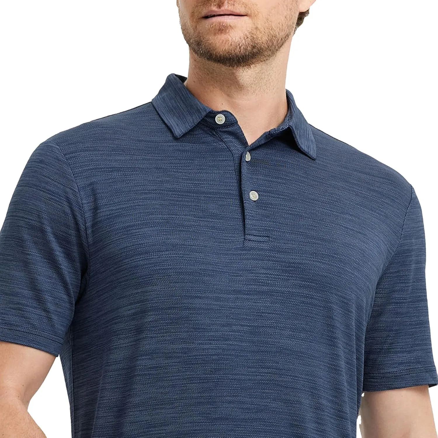 Rouen Polo Shirts for Men Dry Fit Performance Moisture Wicking Casual Jacquard Heather Collared Mens Golf Shirts Short Sleeve