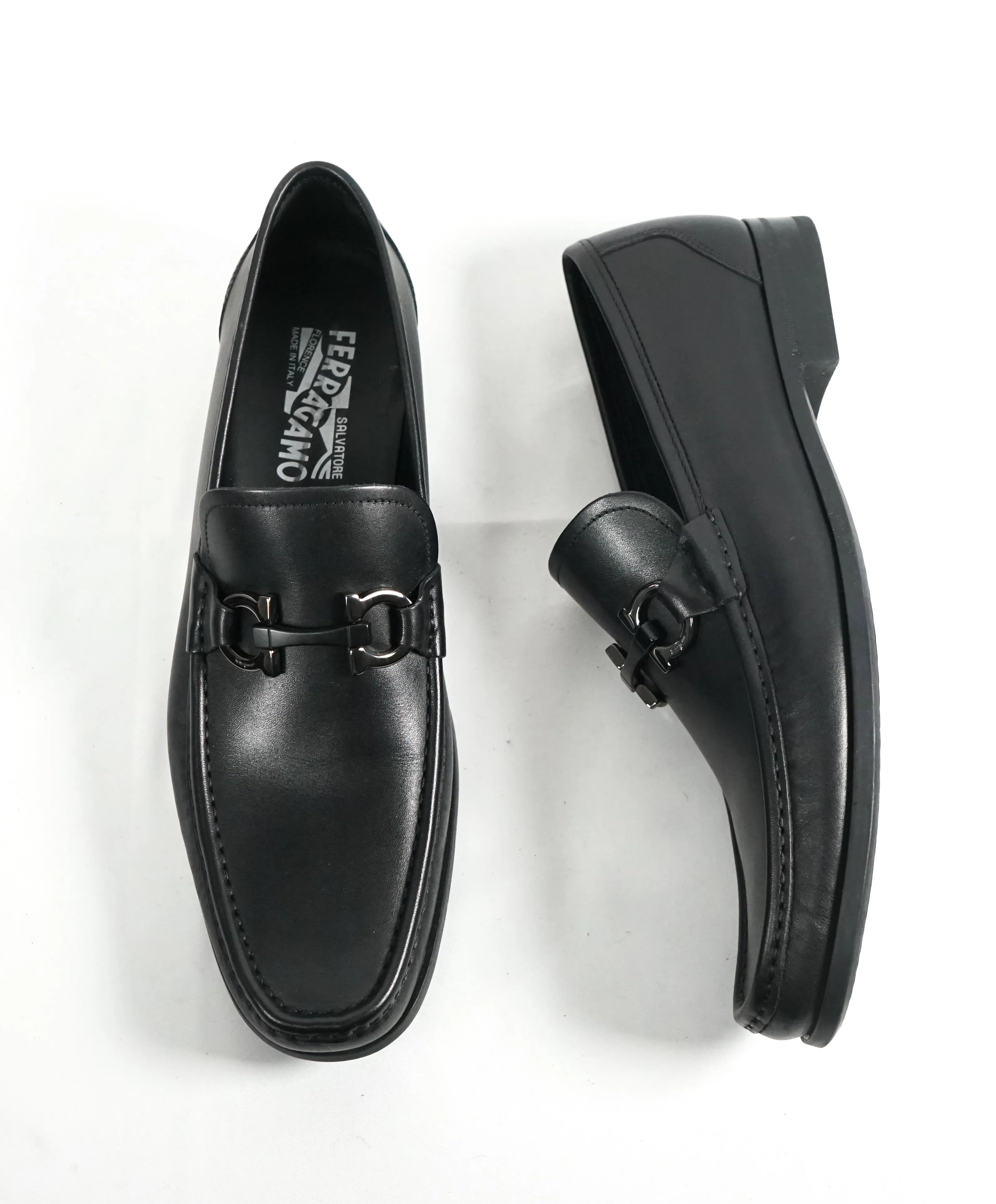 SALVATORE FERRAGAMO - “GRANDIOSO Gancini Bit Loafer Black Leather - 9.5 D