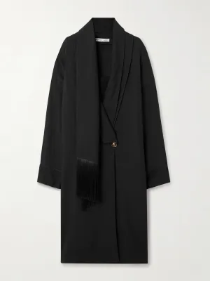 Scarf-detailed crepe midi dress