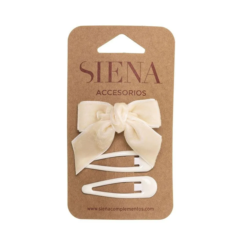 Set of 1 velvet hair bow and 2 hair clips
