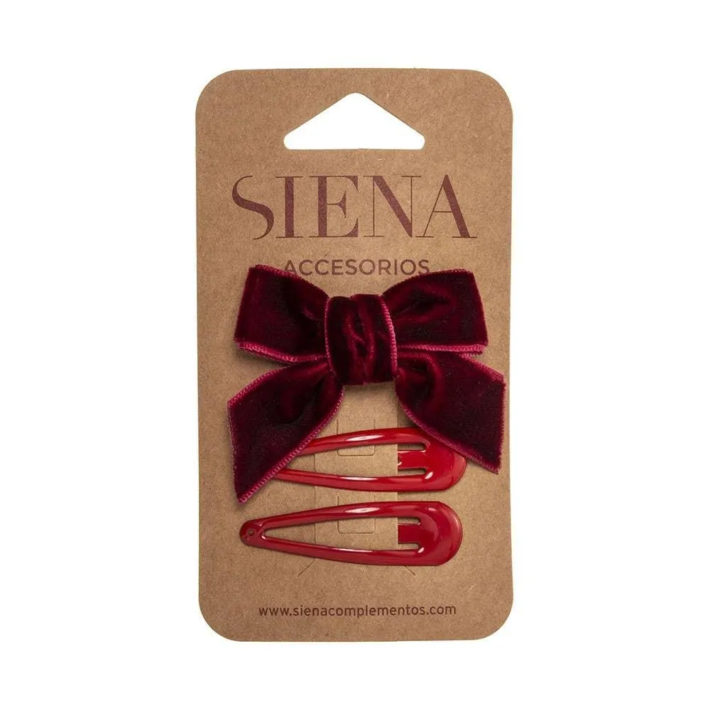 Set of 1 velvet hair bow and 2 hair clips