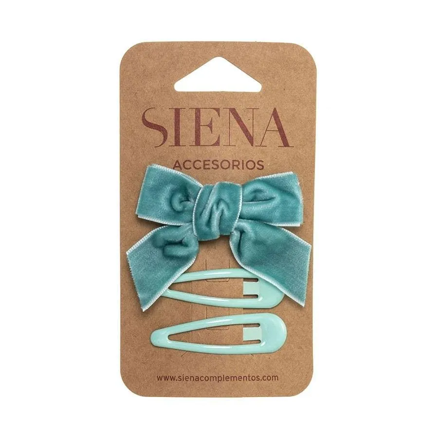 Set of 1 velvet hair bow and 2 hair clips
