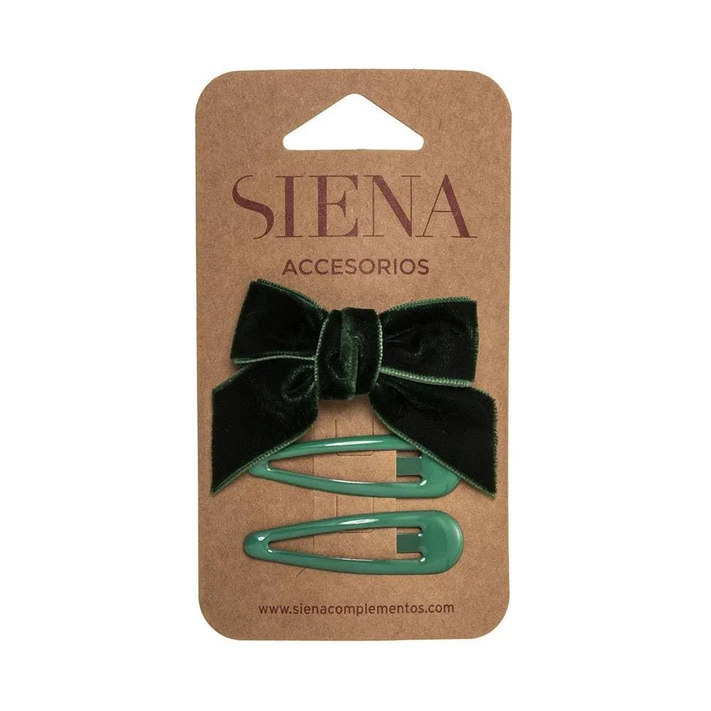 Set of 1 velvet hair bow and 2 hair clips