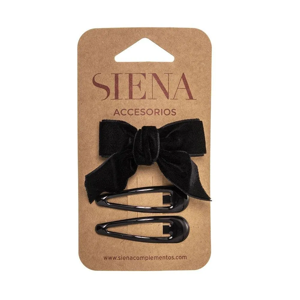 Set of 1 velvet hair bow and 2 hair clips
