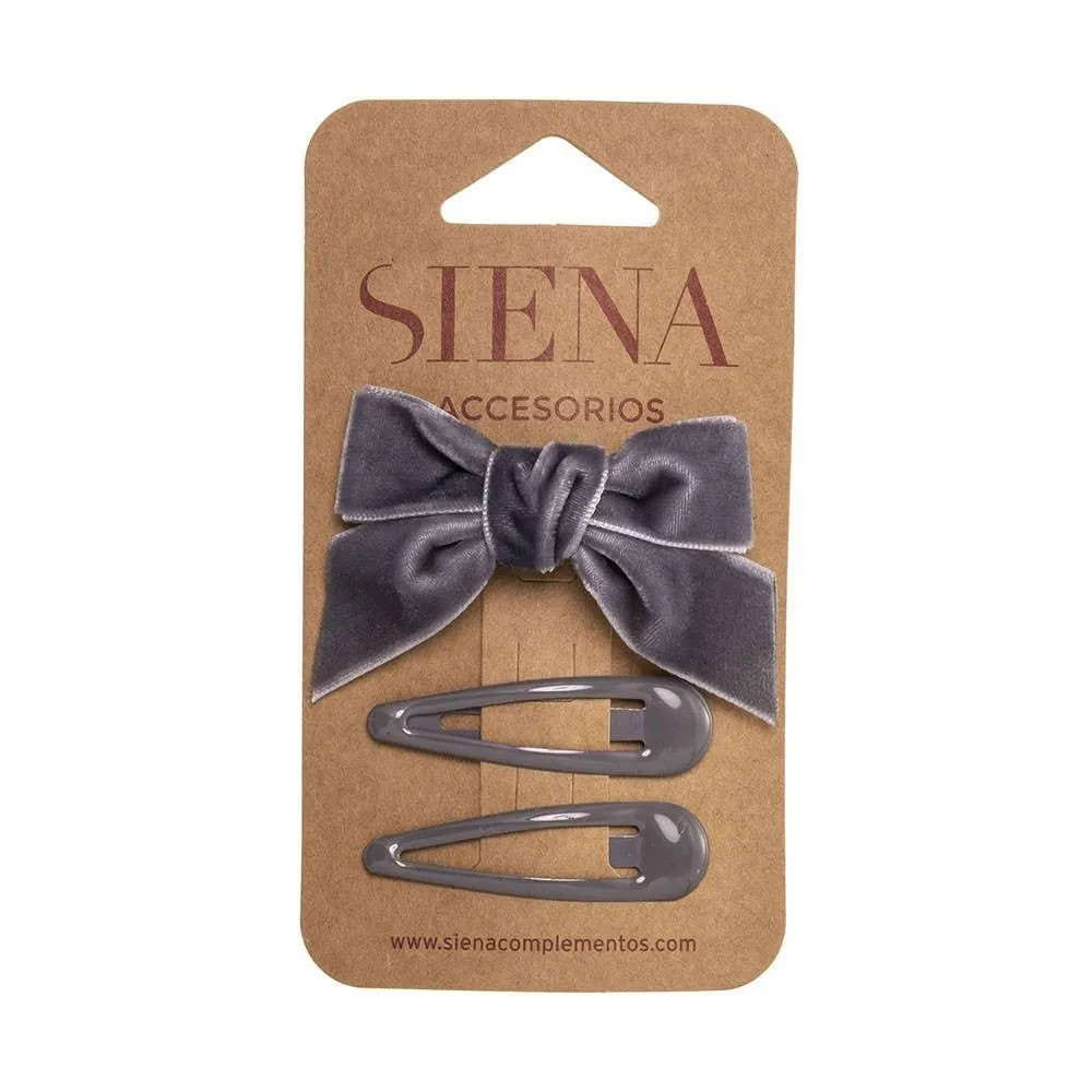 Set of 1 velvet hair bow and 2 hair clips
