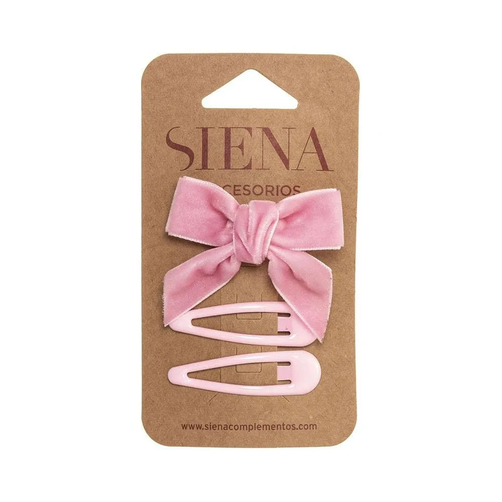 Set of 1 velvet hair bow and 2 hair clips