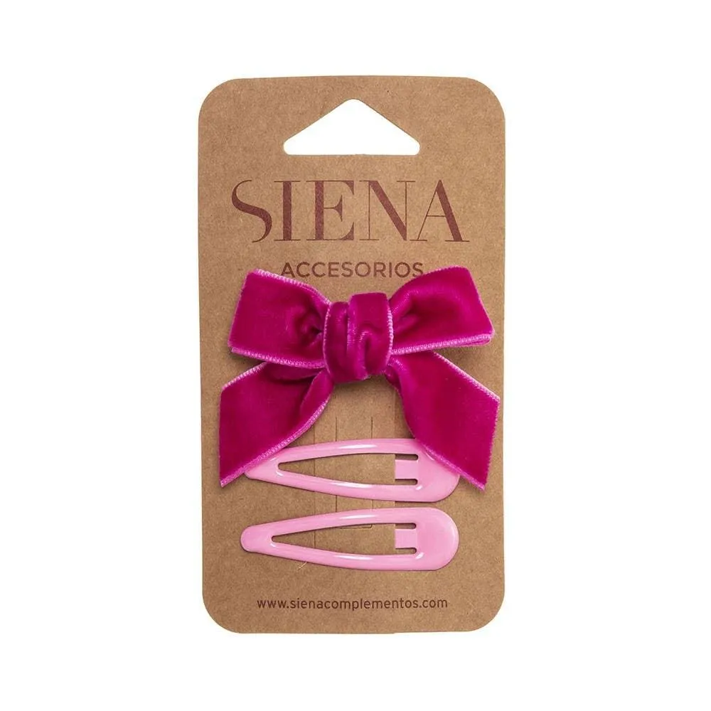Set of 1 velvet hair bow and 2 hair clips