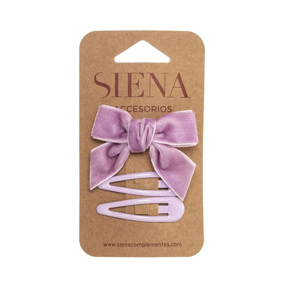 Set of 1 velvet hair bow and 2 hair clips