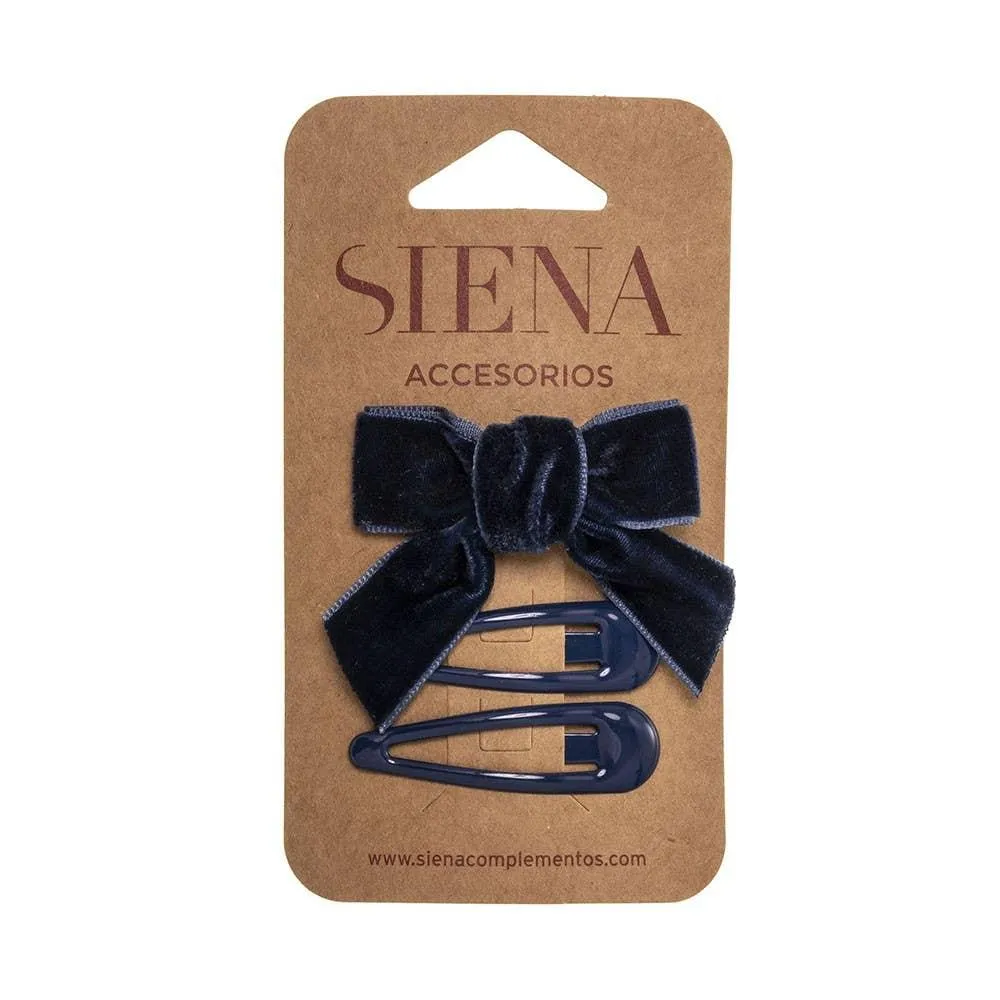 Set of 1 velvet hair bow and 2 hair clips