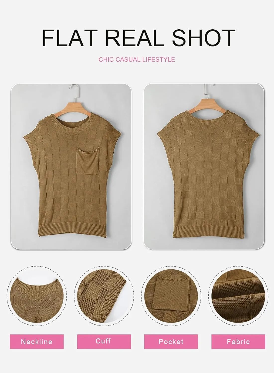 SHEWIN Womens Summer Cap Sleeve Tops Casual Crewneck Knit Short Sleeve Sweater Loose Fit Lightweight Shirts