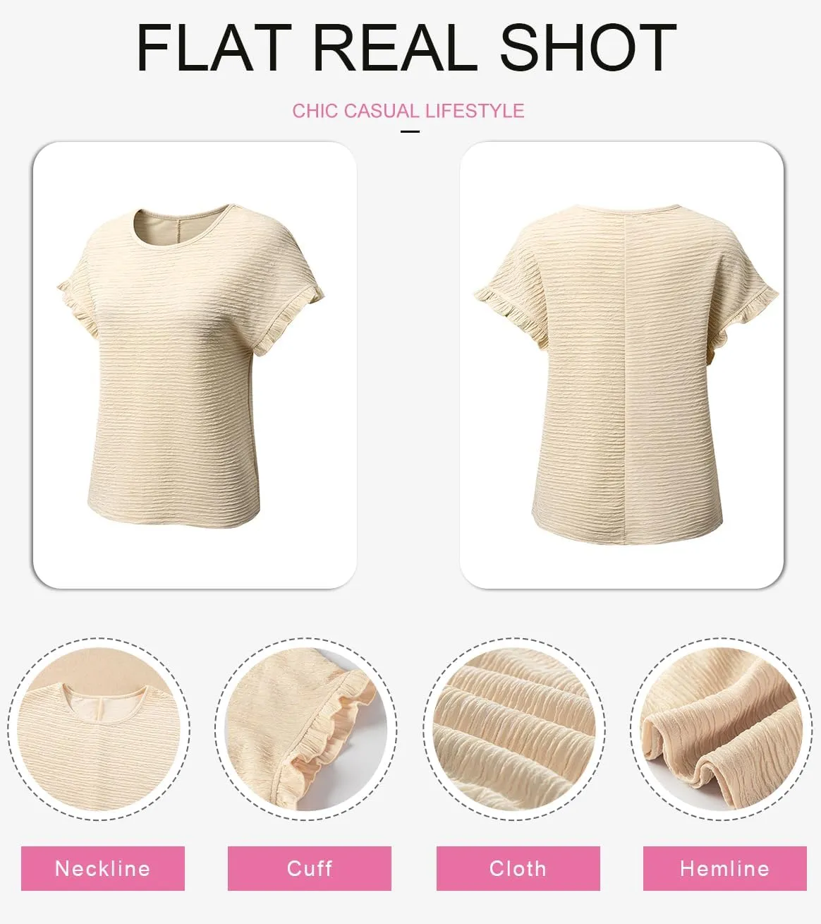 SHEWIN Womens Summer Tops Crewneck Short Sleeve T Shirts Casual Textured Work Shirt Loose Blouses