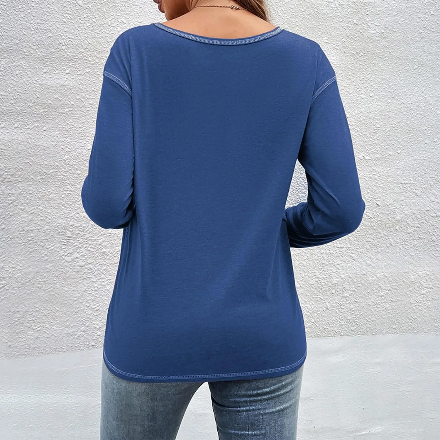 Shirts for Women Long Sleeve Crewneck Pullover Plain Tight Basic Tees Daily Workout Blouses Fashion Irregular Hem