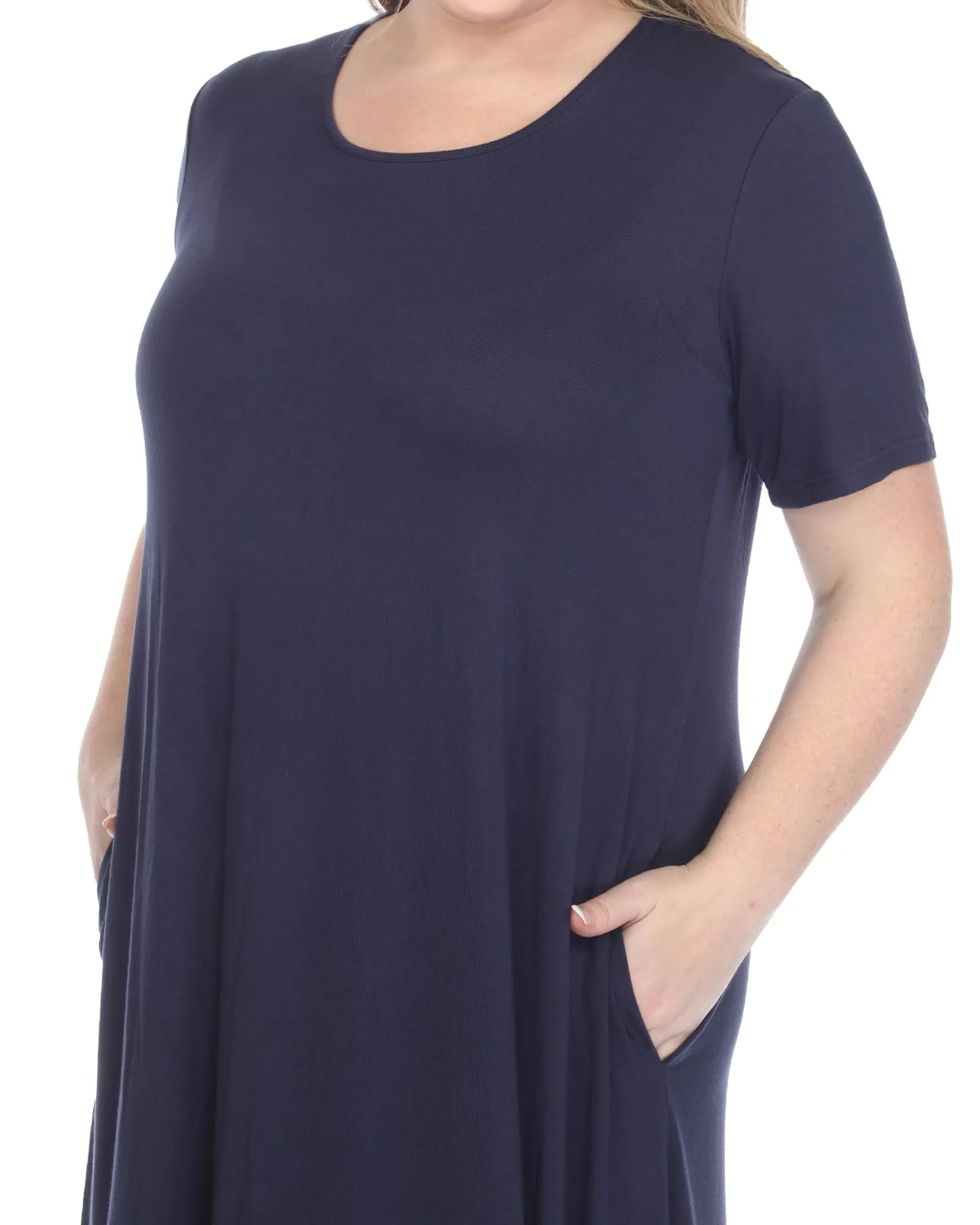 Short Sleeve Midi Dress | Navy