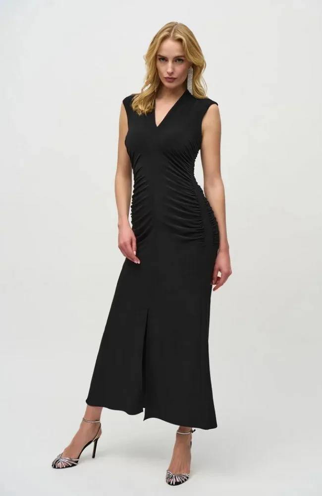 SIlky Knit Shirred Maxi Dress