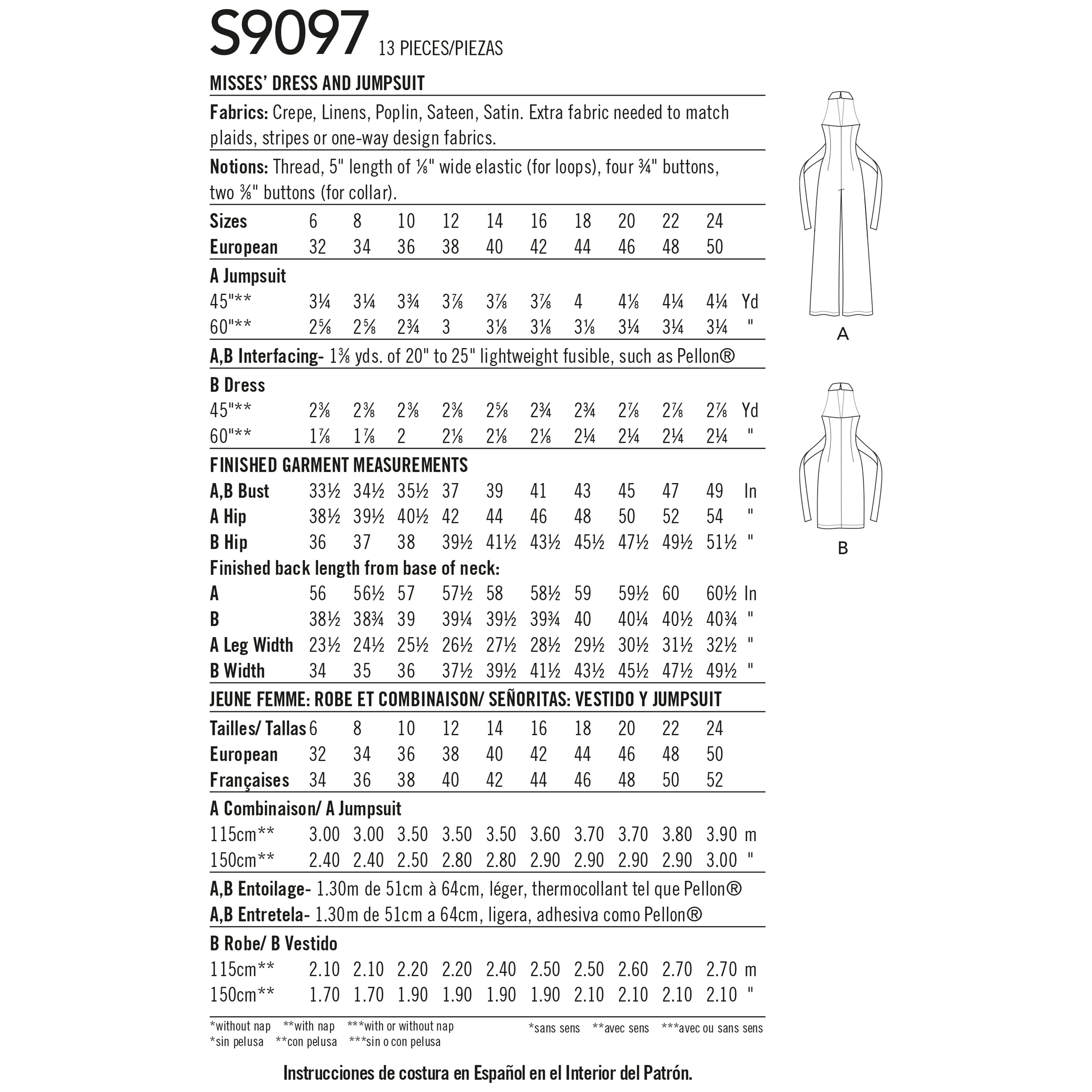 Simplicity Pattern 9097  Misses' Dress & Jumpsuit By Mimi G Style