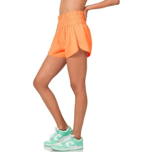 Smocking Hot Running Shorts in Neon Coral