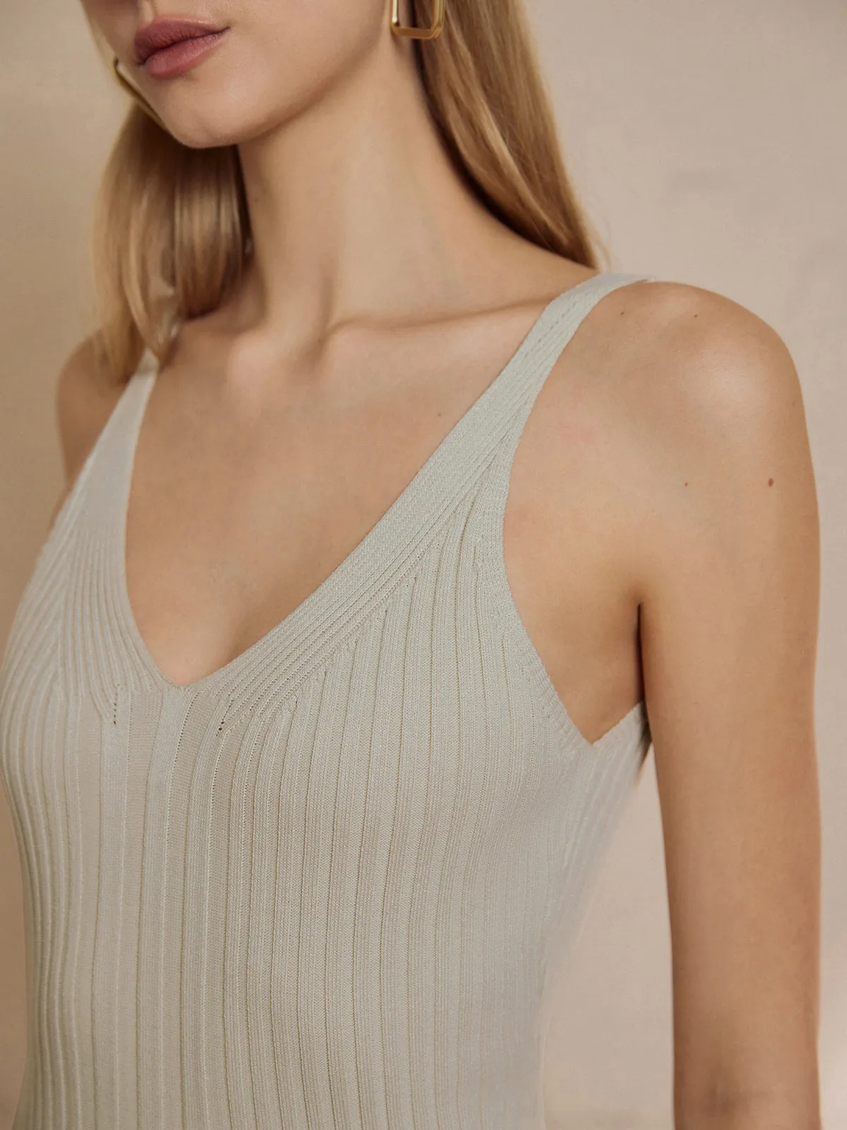 Solid Cami Graceful Midi Sweater Dress