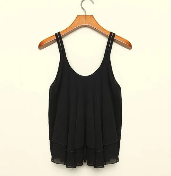 Spaghetti Strap Shirt Chiffon Vest Tank Blouses