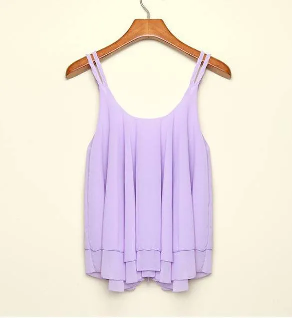 Spaghetti Strap Shirt Chiffon Vest Tank Blouses