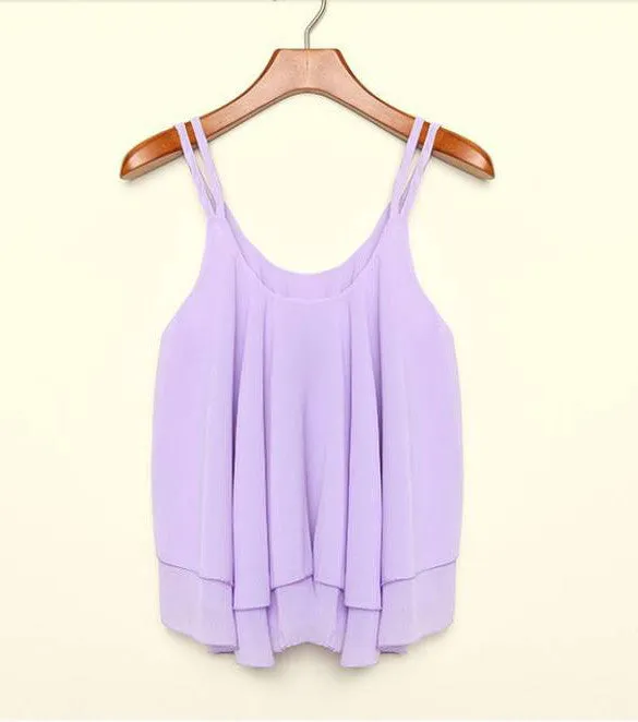 Spaghetti Strap Shirt Chiffon Vest Tank Blouses