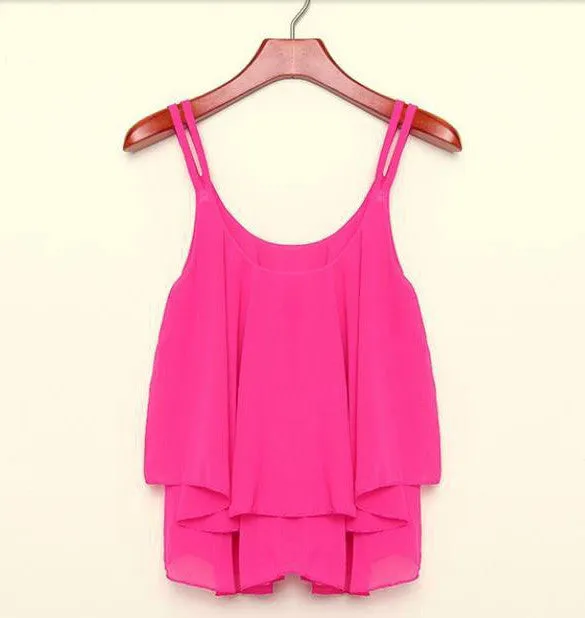 Spaghetti Strap Shirt Chiffon Vest Tank Blouses