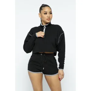 Sporty Crop Top Sporty High-waist Shorts Set