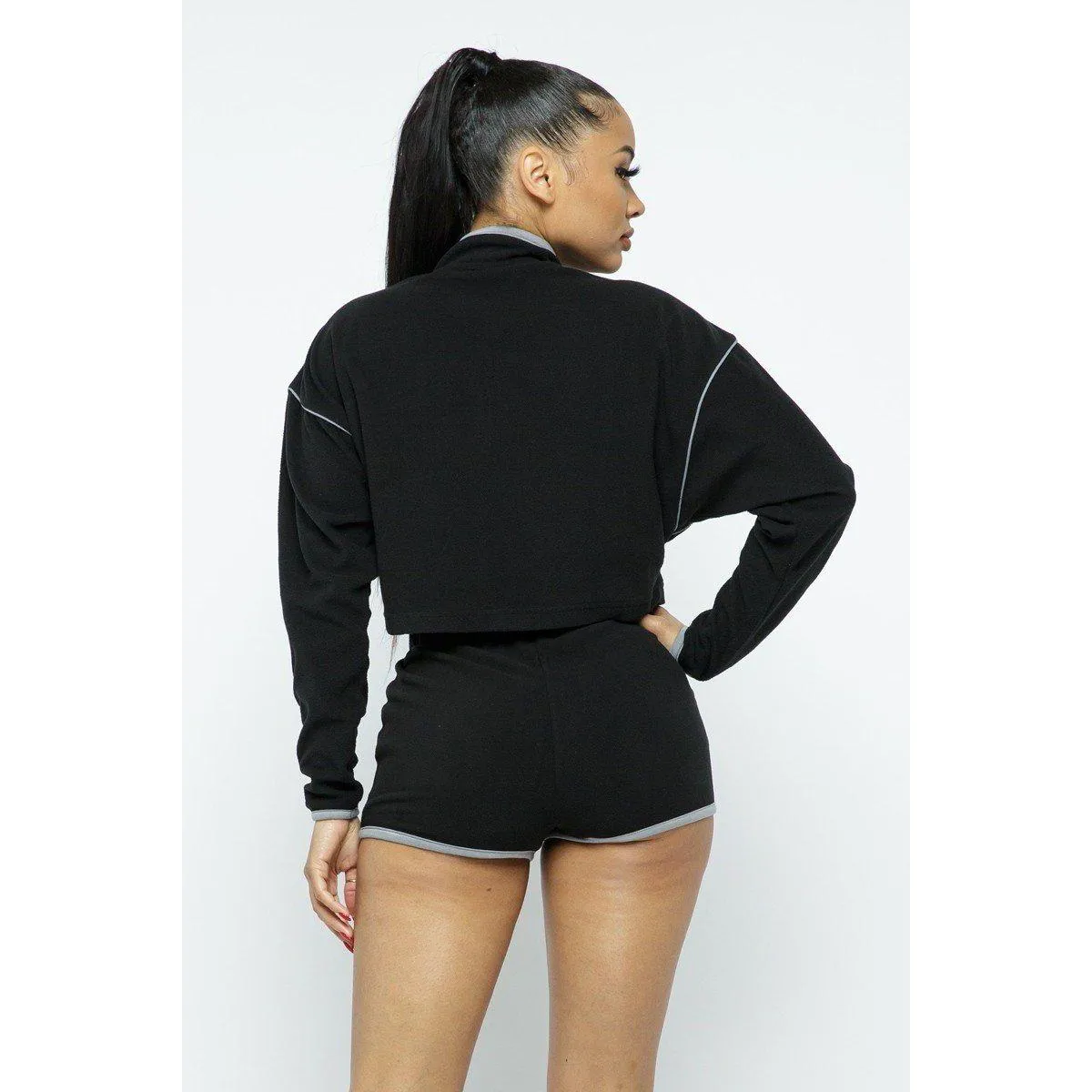 Sporty Crop Top Sporty High-waist Shorts Set