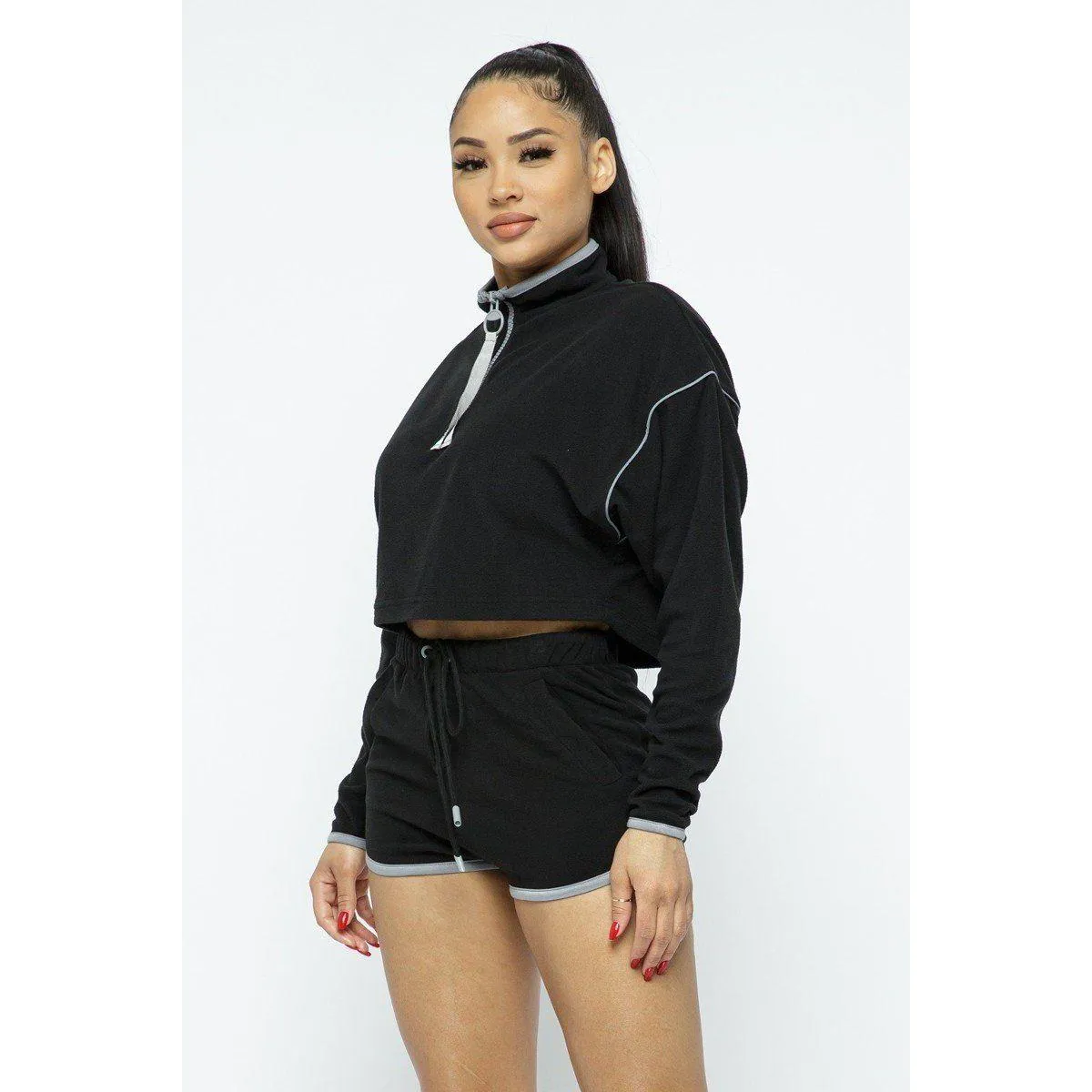 Sporty Crop Top Sporty High-waist Shorts Set