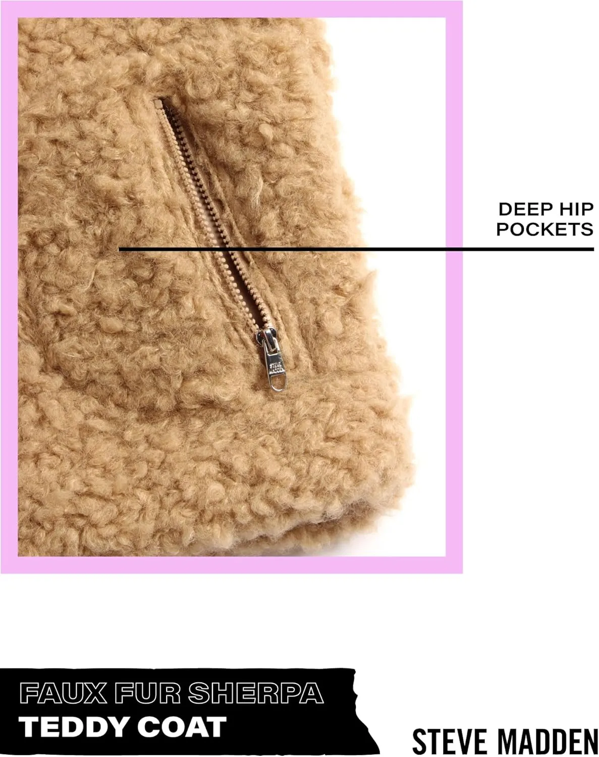 Steve Madden Girls' Jacket  Zip Up Sherpa Fleece Sweatshirt Jacket  Casual Teddy Coat for Girls (4-16)
